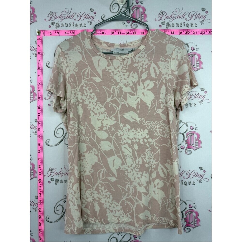 Simons tshirt Floral Short Sleeve Tee - Light Pink & Cream